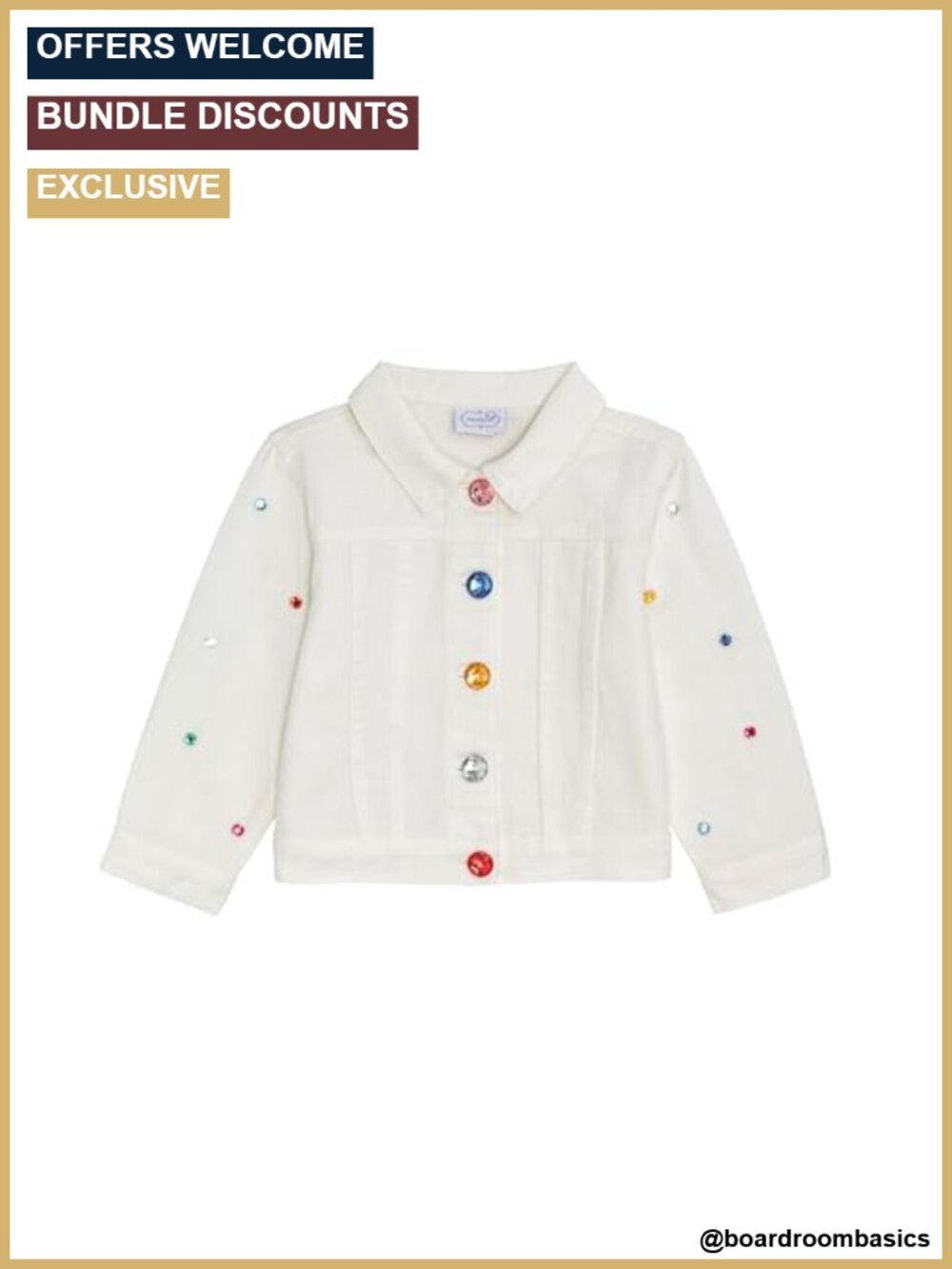 Toddler Girls Jewel Denim Jacket Button Up Cotton Long Sleeve Layering